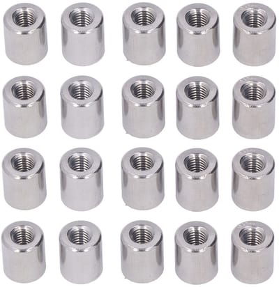 Cosensi- Koppelmoer Ronde 304 Roestvrij Staal - M6 x 1.0 - 14mm Lengte - Volledig Schroefdraad - 20 Stuks - Duurzaam en Chemisch Bestendig - Moer