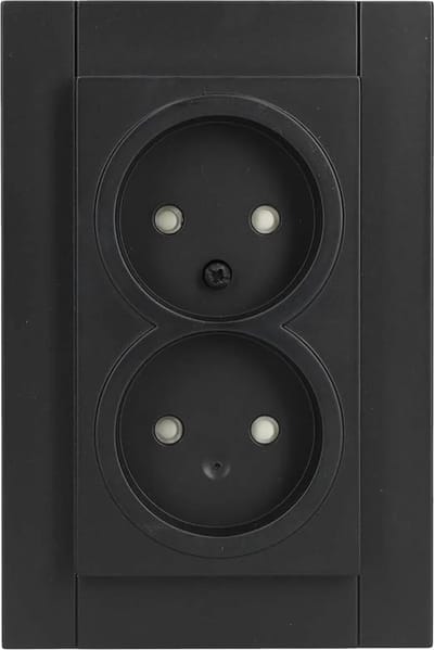 KOPP - Wandcontactdoos - Athenis HK07 - Inbouw - 1-voudig Dubbel Stopcontact - Kinderbeveiliging - Mat Zwart