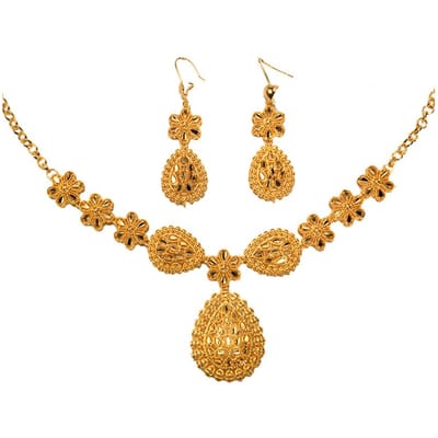 1 Set Ketting Oorbellen Set Hol Uit Waterdruppel Gouden Legering Symmetrisch Gepolijst Promfeest Huwelijksfeest Bruid Sieradenset
