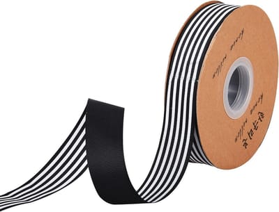 Zwart Wit Gestreepte Grosgrain Lint 50 Meter voor Cadeauverpakking en Decoratie