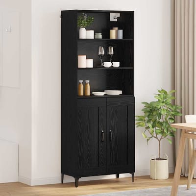 vidaXL - Highboard - 2 - st - Zwart - eiken - 69,5 - x - 34 - x - 180 - cm - Bewerkt - hout