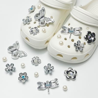 Schoenaccessoires-geschikt voor crocs charms- geschikt voor crocs pins- geschikt voor crocs Accessoires- geschikt voor Crocs Jibbitz-CJ-218 Volledige diamant parel vlinder