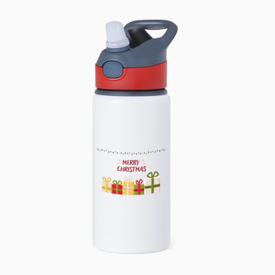 Hacebo® - Kerstmerry christmas waterfles met rietje rood - Kerstmis - Kerst beker - winter - kerst - christmas - kerst cadeau - water fles - 650ML