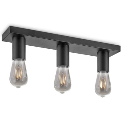 Home Sweet Home - Industriële LED Opbouwspot Nitro - Zwart - 47.7/10/10cm - 3 lichts plafondspot - Dimbaar - inclusief LED lichtbron - E27 fitting