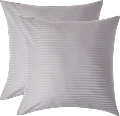 Homescapes Satijn Streep Katoen Kussensloop 60x60 cm – Set van 2 – Zilvergrijs – 100% Egyptisch Katoen – Draaddichtheid 330