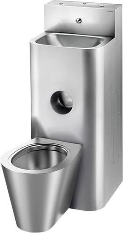 Combi KOMPACT wast WW/KW staand WC centr. RVS 304 mat gepol.