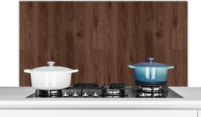 Spatscherm keuken 120x60 cm - Kookplaat achterwand Bruin - Patronen - Hout - Muurbeschermer - Spatwand fornuis - Hoogwaardig aluminium