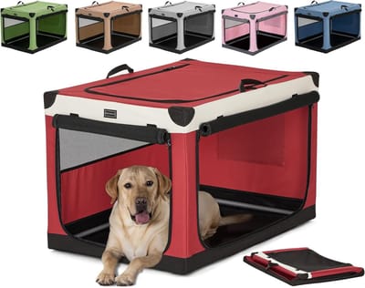 Hondenkrat - Draagbare Kennel - Veilig Vervoer - Verstelbaar Frame - 91 cm - Rood