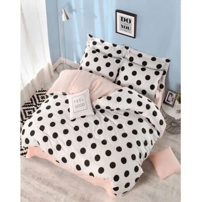 Parure de lit - 1 housse de couette 220 x 240 cm + 2 taies d'oreiller 60 x 60 cm - 65% coton, 35% polyester - Blanc