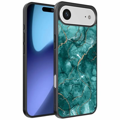 Geschikt voor iPhone Air Telefoonhoesje met marmer opdruk - TPU backcover case marble design - Goud Groen - Smartphonica geschikt voor iPhone 17 Air