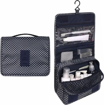 Fako Fashion - Reis Toilettas Met Ophang Haak - Make-up Travel Bag - Organizer Voor Toiletartikelen - Reisartikelen - Travel Bag - Ophangbare Toilettas - Ster Donkerblauw/Groen
