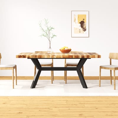 vidaXL - Eettafel - 180 - cm - massief - mangohout - en - stalen - kruis