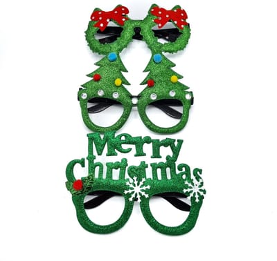 Gadgetpoint - Brillen - Bril - Kerst - Kerstman - Kerstboom - Kerst - Kerstmis - Christmas - Xmas - Set van 3 - Strik Boom Christmas Groen