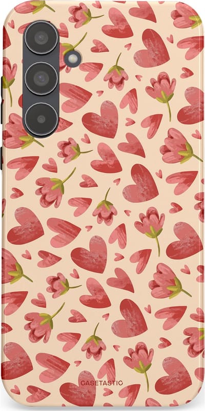 Casetastic Hoesje Geschikt voor Samsung A55 - Stijlvolle Beschermende Duo-layer Case - Verbonden Hartjes