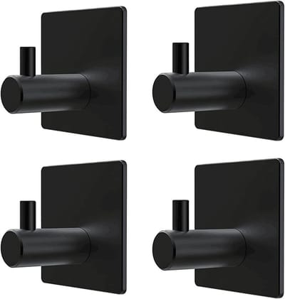 Set van 4 Rvs Kledinghaken - Wandhaken voor Handdoeken in Badkamer en Keuken - Plakhaken zonder Boren