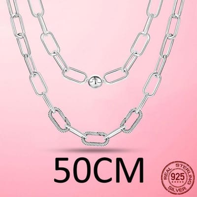 Me Schakelketting 925 Sterling Zilver Schakelketting voor Dames Me Bedelketting Fijne Sieraden 45CM 50CM white