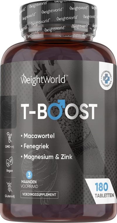 WeightWorld Natuurlijke Testosterone Booster voor Mannen - Met Maca, Magnesium, Zink en Vitamine D3 - 180 vegan tabletten voor 3 maanden - Draagt bij aan normale testosterongehalten