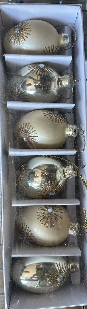 Goodwill - Paasdecoratie - Paaseieren - Glas - Goud - Set van 6 eieren