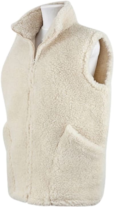 Bodywarmer 100% schapenwol met rits - creme wit in maat S