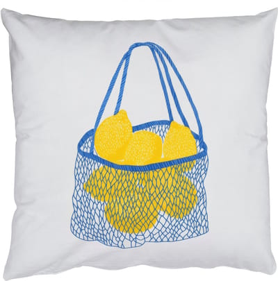 Sierkussens - Kussentjes Woonkamer - 50x50 cm - Tas - Blauw - Citroenen - Illustratie
