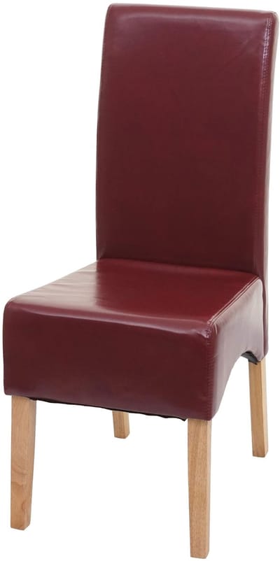 Eetkamerstoel Latina, keukenstoel, leer ~ rood, lichte poten