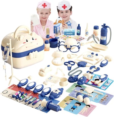 Kinder Dokterstas - Dokter Speelset - Rollenspel - Veilige Afwerking - 30 x 22 x 17 cm - Blauw