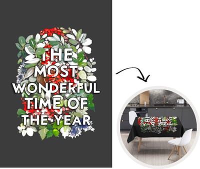 Kerst Tafelkleed - Kerstmis Decoratie - Tafellaken - Kerst - Quote - Waterverf - 150x220 cm - Kerstmis Versiering