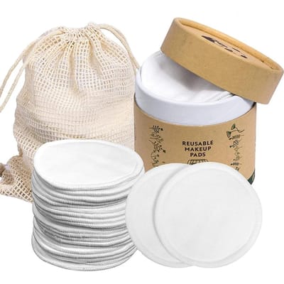 20 Stuks Herbruikbare Make-up Remover Pads Bamboe Wasbare Katoenen Rondjes met Katoenen Waszak en Rond