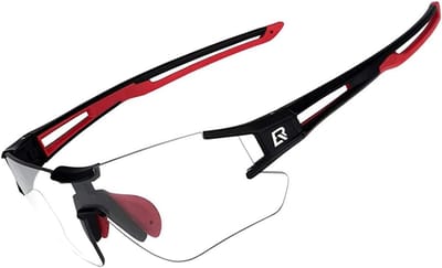 Rockbros Fietsbril - UV400 Bescherming Fietszonnebril - Sportbril Dames Heren - Transprante Meekleurend - Zwart Rood