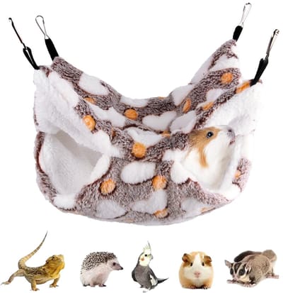 Hangmatbed voor kleine huisdieren, pluchen winterslaaphangmat voor cavia's, fretten, hamsters, egels, chinchilla's, speelhangmat, slaapnest, schuilplaatshangmat