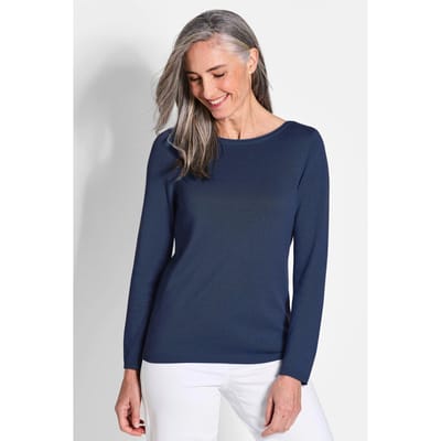 Tricot pullover met boothals - marine - Gr. 44 van Goldner Fashion