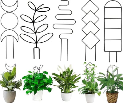 Ynkkvre - Pflanzengitter - Plantensteun - Sterk En Roestbestendig Ontwerp Met Vijf Unieke Geometrische Vormen - 5 Stuks - Voor Tuin Terras En Balkon Gebruik Koper