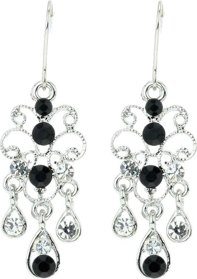 Behave - Oorhangers met zwarte steentjes - elegante avondstijl