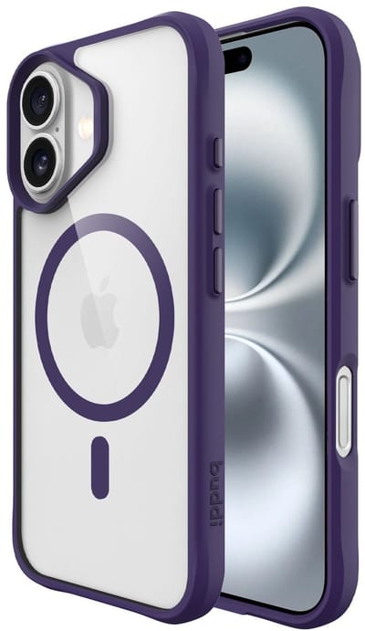 Buddi Hybrid - Hoesje Geschikt voor Apple iPhone 16 - Compatibel met MagSafe - Back Cover met Magneet - Magnetische Beschermhoes - Transparant Paars