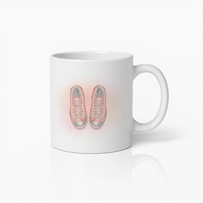 Minimalistische Roze Sneakers Illustratie Mok – Stijlvolle Artistieke Koffiemok