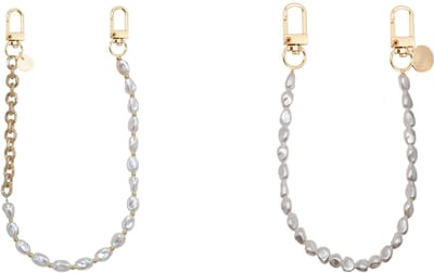 xoxo Wildhearts telefoonkoorden Pearlfection Kort + Over The Moon Kort – parelkoordjes met gouden schakels – elegant en modieus – geschikt voor iPhone / Samsung