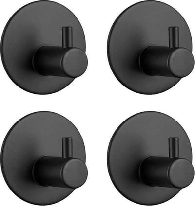 Trendfield Haakjes Zelfklevend - Handdoekhaakjes - 4 Ronde Zelfklevende Haken - Ophanghaken - Wandhaak - Plakhaakjes Handdoek - Handdoekhouder - Ophanghaakjes - Zwart