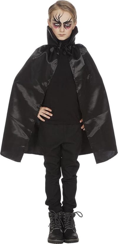 Dracula cape dubbel met kraag zwart voor kind one size