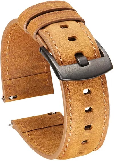 Fungus - Smartwatch bandje - Geschikt voor Samsung Galaxy Watch 6 (incl. Classic), Watch 5 (incl. Pro), Watch 4, Watch 3 41mm, Active 2 - Horloge 20mm - PU leer - Bruin, zwart gesp