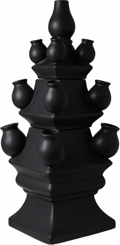 Tulpenvaas XL - 3-delig - Zwart - Keramiek - 51 cm