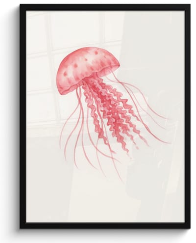 Poster in lijst - Fotolijst 50x70 cm - Posters - Kwal - Tentakels - Roze - Posterlijst zwart - Decoratie - Wanddecoratie woonkamer - Muurdecoratie slaapkamer
