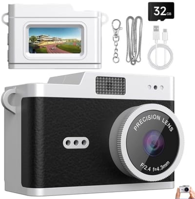Mini Digitale Camera - Digitale Camera - Digitale Kindercamera - 12MP 1080P FHD - met 32GB en Lanyard - draagbare - met flitser en meerdere filtermodi - draagbaar foto- en video-opnameapparaat - Camera voor Kinderen en Volwassen - zwart
