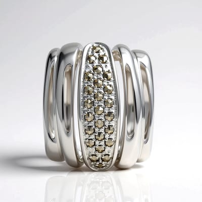 Cavill - Zilveren Hanger met Marcasieten 0,3 ct - 925 Sterling Zilver - Vintage Stijl - Elegante Dames Sieraad - Pavé Zetting - 19x16 mm