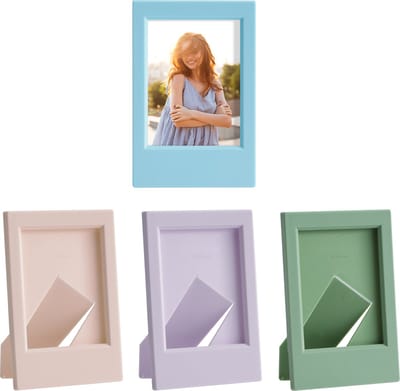 kwmobile 4x mini fotolijst staand - Voor foto's 9,2 x 6,1 cm - Fotokader voor mini instant camera - In poederroze / paars / lichtblauw / lichtgroen