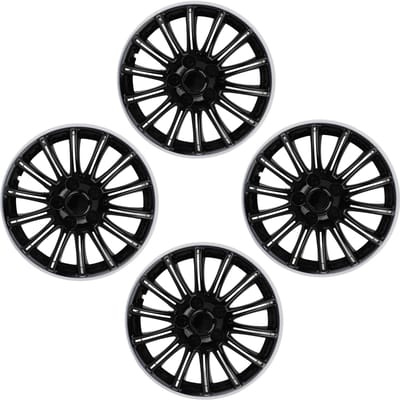 4 Pièces Cache-Jante de Roue 13 Pouces Noir Blanc Robuste Solide Protection Élégant Enjoliveur Cache-Roues Pour la Plupart des Voitures Camions Fourgonnettes black