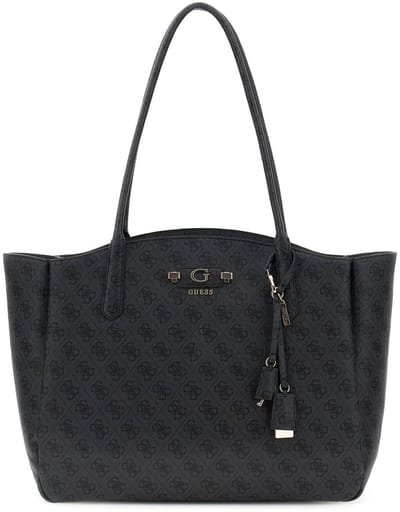 GUESS schoudertas reistas Lindsey Travel Tote Coal Logo donkergrijs