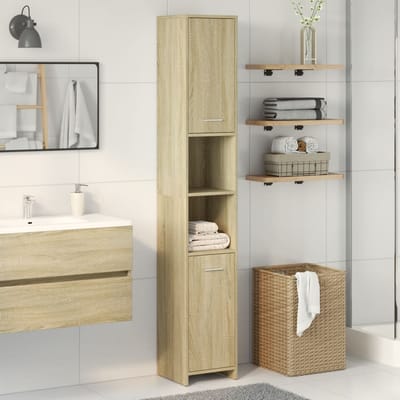 vidaXL - Badkamerkast - 30x30x183,5 - cm - spaanplaat - sonoma - eikenkleurig