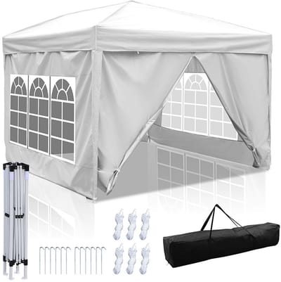 3x3 m Partytent Opvouwbaar Easy Up Paviljoen Vouwtent Met Draagtas wit