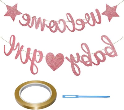 Welkom thuis babydecoratie voor meisjes - roze banner en slinger voor babyshower en feestdecoratie