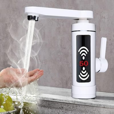 Elektrische Waterkraan - Directe Verwarmer - Direct Warm Water - Digitale Temperatuurweergave - 360 Graden Draaibaar - Wit